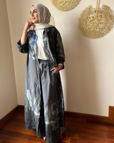 İTHAL KAŞVİ KETEN TAKIM ANTRASİT resmi
